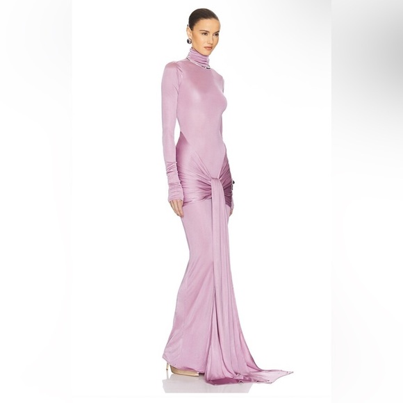 HELSA Josephine Dress Truffle tan ruched slinky maxi jersey gown Revolve S - Picture 4 of 9